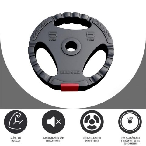 Gorilla Sports Dysk z powłoką, wypełnienie cementowe, 5 kg