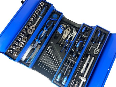 Skrzynka narzędziowa otwierana kolor niebieski 85 elementów Bituxx