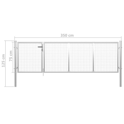 Brama ogrodzeniowa, stalowa, 350 x 75 cm, srebrna