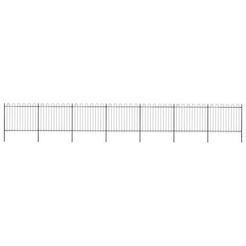 Ogrodzenie ogrodowe z obręczą stalową 1248x150 cm, czarne