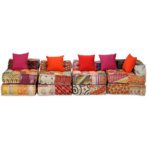 Puf modułowy, 4-osobowy, patchwork, tkanina