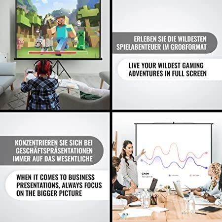 JAGO Ekran dla projektora ze statywem 203 x 203 cm