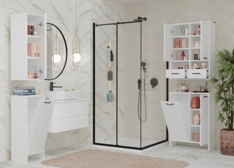 Szafka Łazienkowa NINA 1D BIAŁA 1 Drzwi Regał Słupek 3 Półki Do Łazienki