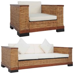2-cz. zestaw wypoczynkowy, poduszki, brązowy, naturalny rattan