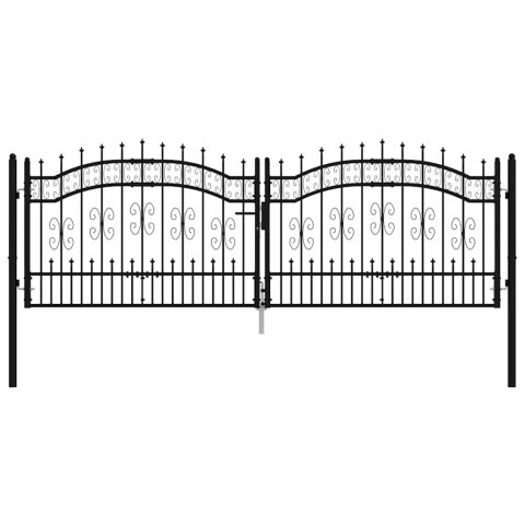 Brama ogrodzeniowa z włócznią, czarna, 305x100 cm, malowana proszkowo, stal