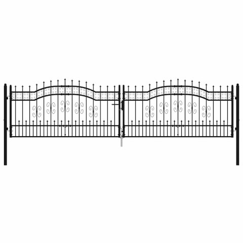 Brama ogrodzeniowa z włócznią, czarna, 406x100 cm, malowana proszkowo, stal