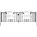 Brama ogrodzeniowa z włócznią, czarna, 406x125 cm, malowana proszkowo, stal