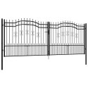 Brama ogrodzeniowa z włócznią, czarna, 406x150 cm, malowana proszkowo, stal