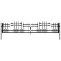 Brama ogrodzeniowa z włócznią, czarna, 406x75 cm, malowana proszkowo, stal