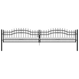 Brama ogrodzeniowa z włócznią, czarna, 406x75 cm, malowana proszkowo, stal