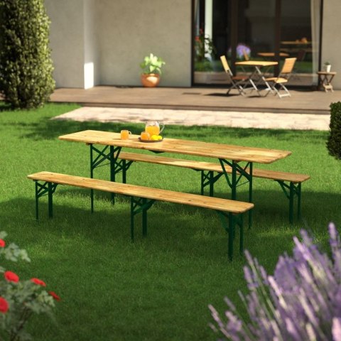 Zestaw piwny 220 cm, drewno jodłowe, składany, nośność 250kg