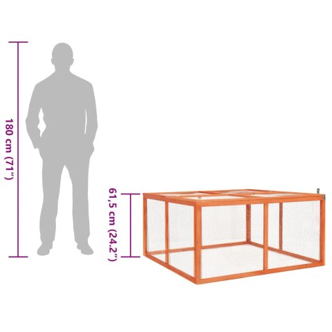 Klatka dla królika, 124x120x60 cm, drewno jodłowe