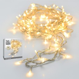 LAMPKI CHOINKOWE ŁAŃCUCH ŚWIETLNY 240 LED CIEPŁY BIAŁY PRZEŹROCZYSTY PRZEWÓD