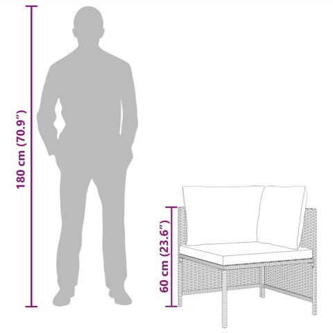 Narożna sofa modułowa z poduszką, polirattan, czarna