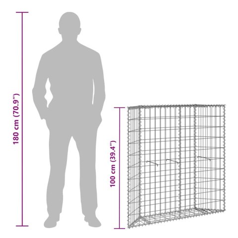 Podniesiona rabata gabionowa, trapezowa, stal, 100x20x100 cm