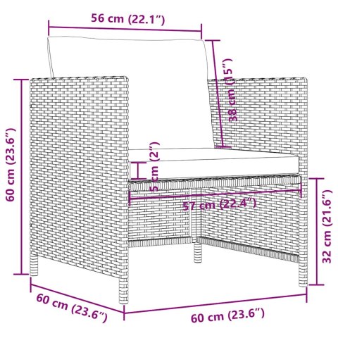 Sofa ogrodowa z poduszkami, szara, polirattanowa