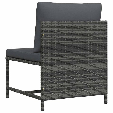 Środkowa sofa modułowa z poduszkami, polirattan, szara
