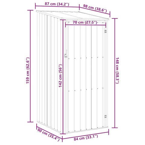 Szopa ogrodowa, szara, 87x98x159 cm, stal galwanizowana