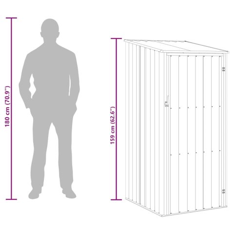 Szopa ogrodowa, szara, 87x98x159 cm, stal galwanizowana