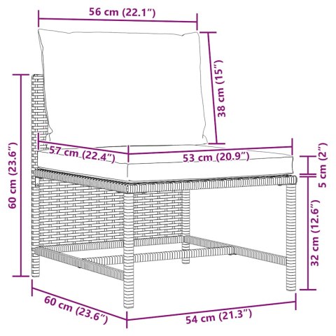 4-osobowa sofa ogrodowa z poduszkami, polirattan, czarna