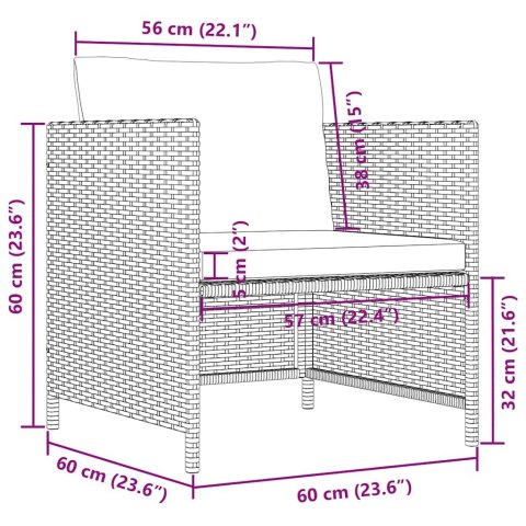 Fotel ogrodowy z poduszkami, rattan PE, czarny