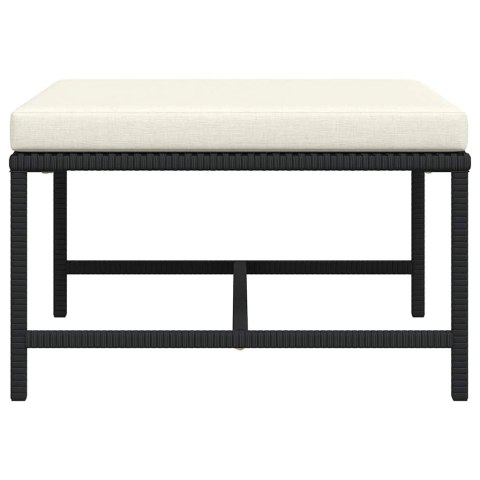 Podnóżek do mebli modułowych, z poduszką, czarny, polirattan