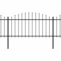 Ogrodzenie ogrodowe z włócznią, stalowe, 892,5 x 150 cm, czarne