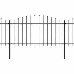 Ogrodzenie ogrodowe z włócznią, stalowe, 892,5 x 150 cm, czarne