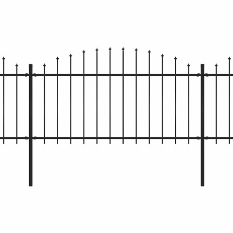 Ogrodzenie ogrodowe z włócznią, stalowe, 892,5 x 150 cm, czarne