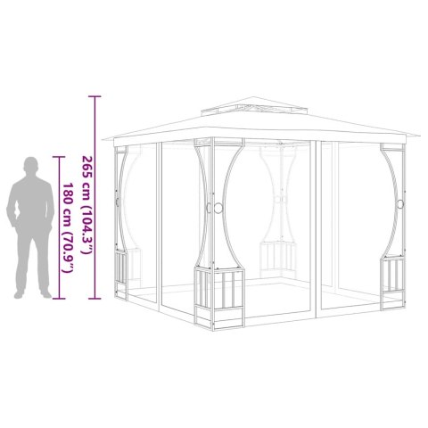 Altana ogrodowa z siatkami, 300x300x265 cm, antracytowa