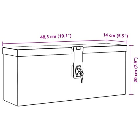 Aluminiowa skrzynia, 48,5 x 14 x 20 cm, srebrna