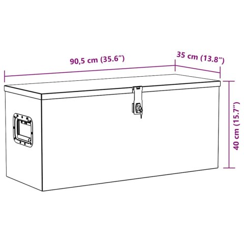 Aluminiowa skrzynia, 90,5 x 35 x 40 cm, srebrna