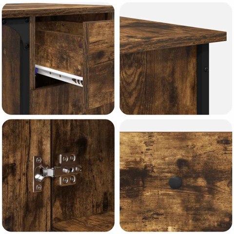 Biurko, przydymiony dąb, 141x141x75 cm, materiał drewnopochodny