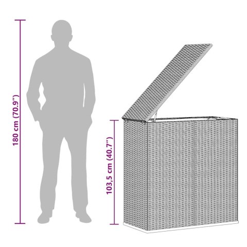 Skrzynia na poduszki ogrodowe rattan PE 100x49x103,5 cm, czarna