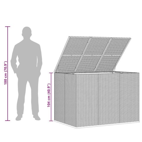 Skrzynia na poduszki ogrodowe, rattan PE, 145x100x103cm, szara