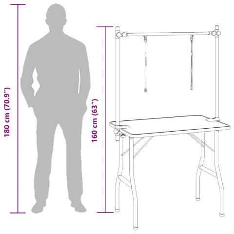 Stół groomerski z dwoma smyczami, regulowany