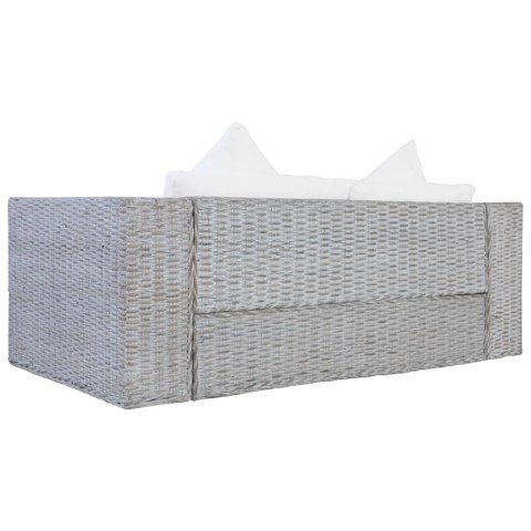 2-cz. zestaw wypoczynkowy z poduszkami, szary, naturalny rattan