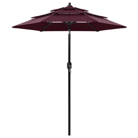 3-poziomowy parasol na aluminiowym słupku, bordowy, 2 m