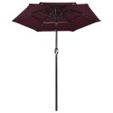 3-poziomowy parasol na aluminiowym słupku, bordowy, 2 m