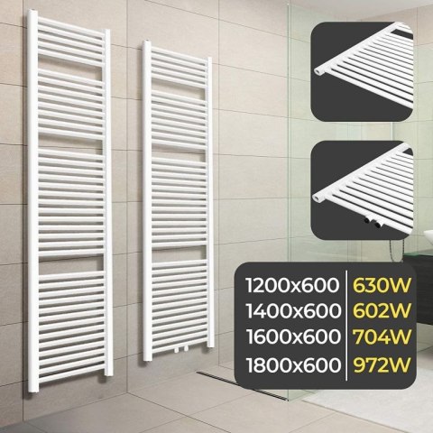 AQUAMARIN Grzejnik łazienkowy pionowy 140 x 60 cm, biały