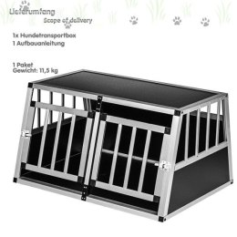 Aluminiowa skrzynia transportowa dla psów dwudrzwiowa tylna