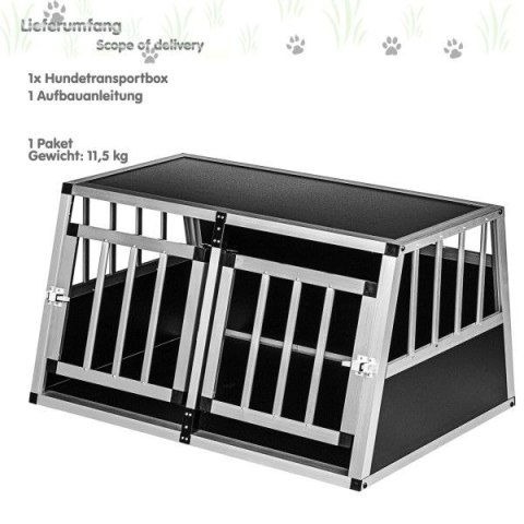 Aluminiowa skrzynia transportowa dla psów dwudrzwiowa tylna