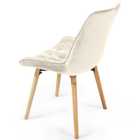 MIADOMODO Zestaw pikowanych krzeseł do jadalni, kremowy 2szt