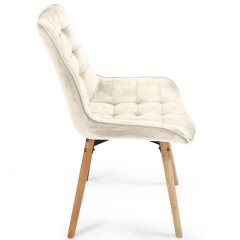 MIADOMODO Zestaw pikowanych krzeseł do jadalni, kremowy 2szt