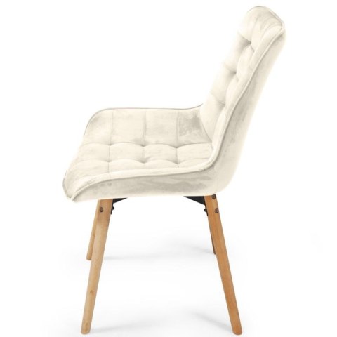 MIADOMODO Zestaw pikowanych krzeseł do jadalni, kremowy 2szt