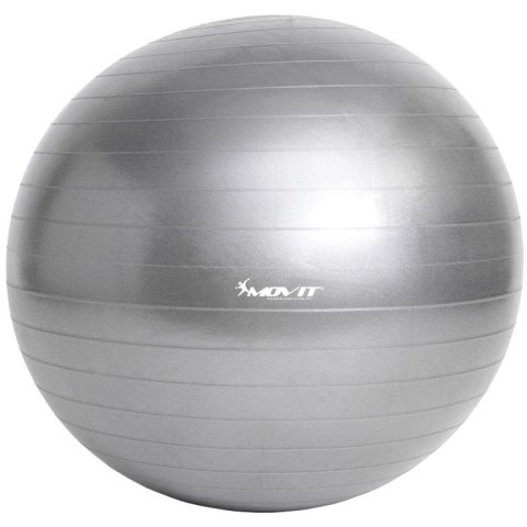 Piłka gimnastyczna MOVIT z pompką - 75 cm - srebrna