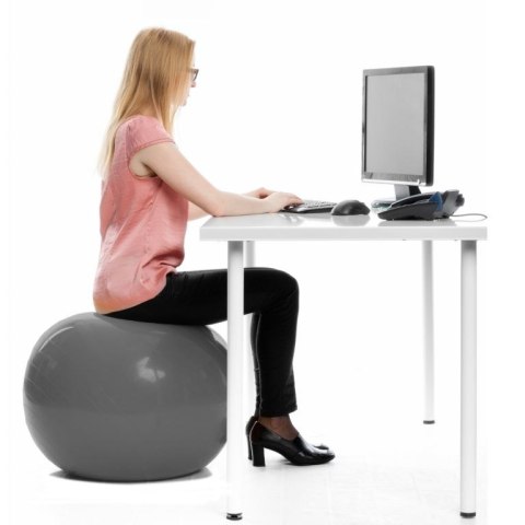 Piłka gimnastyczna MOVIT z pompką - 75 cm - srebrna