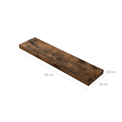 Półka ścienna VASAGLE rustykalna brązowa 80 cm MDF 15 kg