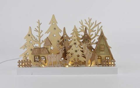 Drewniana dekoracja z leśnym krajobrazem, 10 diod, 3D