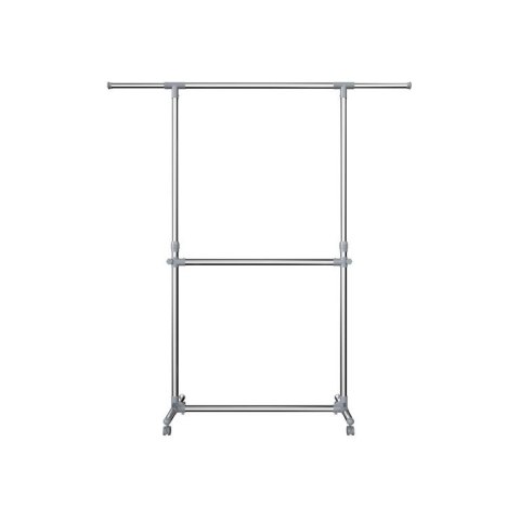 Regulowany stojak na ubrania z dwoma drążkami i kółkami